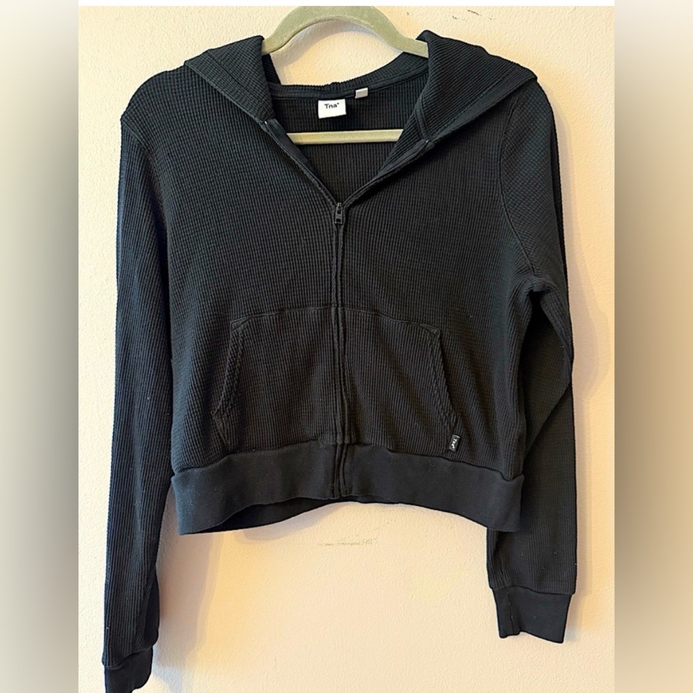 EUC TNA Ribbed Zip Cropped Hoodie-Size M/L